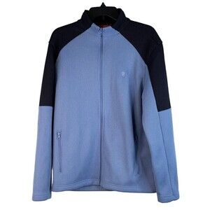 IZOD Mens Full Zip Color Block Blue Black Jacket Waffle Exterior Size Medium